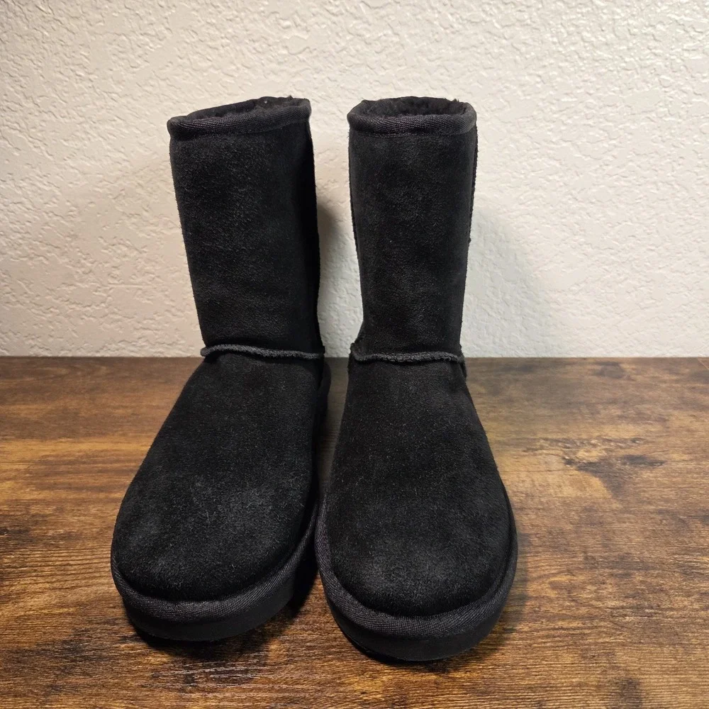 Koolaburra by UGG Victoria Short Boots Women 6 Black Suede Faux Fur 1017090